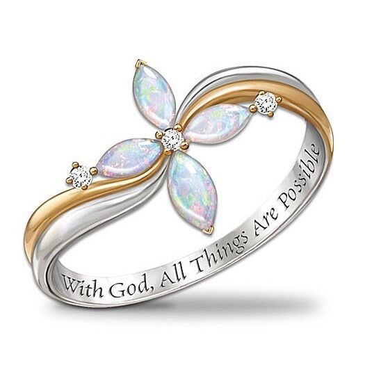 Women's Gold Plating Two-tone Creative Heart-shaped Cross Rings