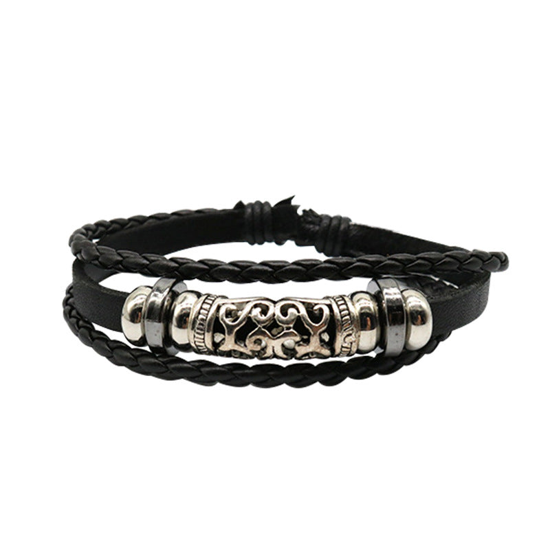 Evil Costume Feather Ghost Head Leather Bracelets