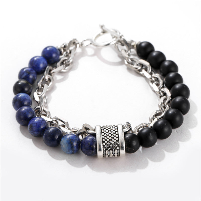 Men's Fashion Punk Frosted Stone Chain Combination Bracelets