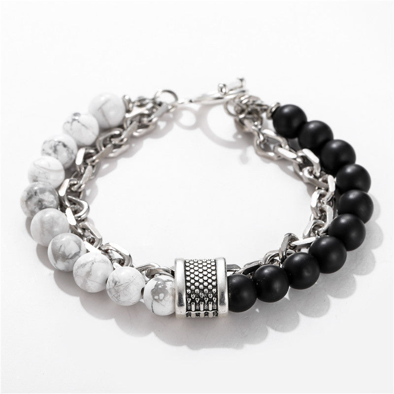 Men's Fashion Punk Frosted Stone Chain Combination Bracelets