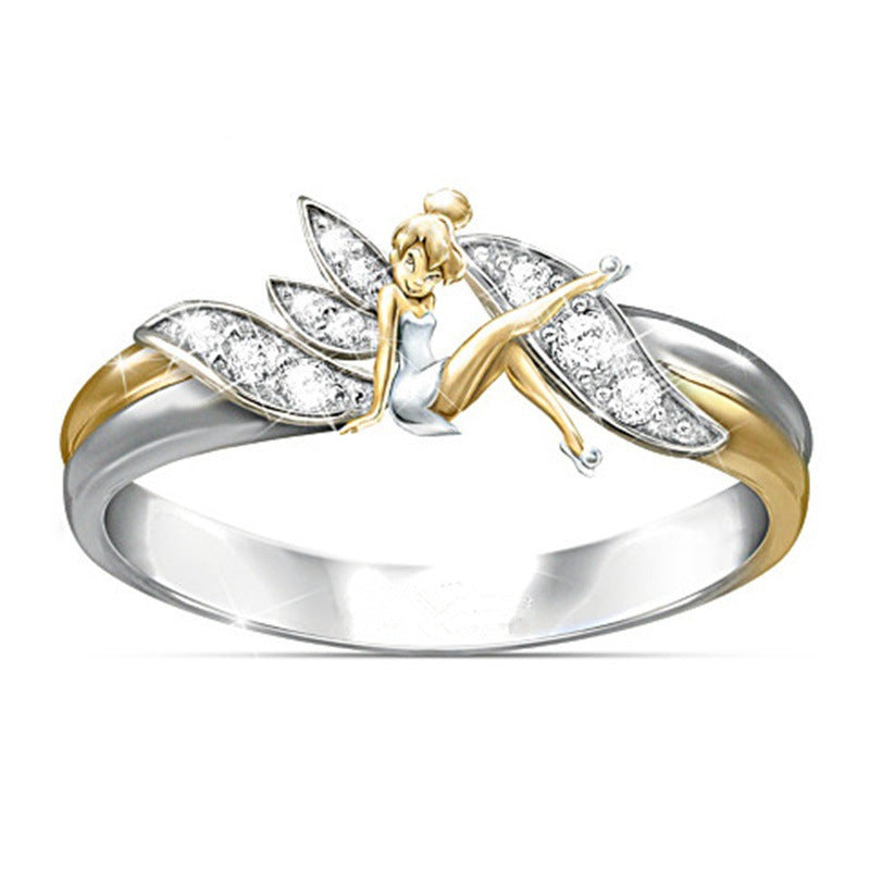 Women's Gold Plating Two-tone Creative Heart-shaped Cross Rings