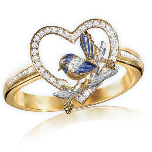 Women's Gold Plating Two-tone Creative Heart-shaped Cross Rings