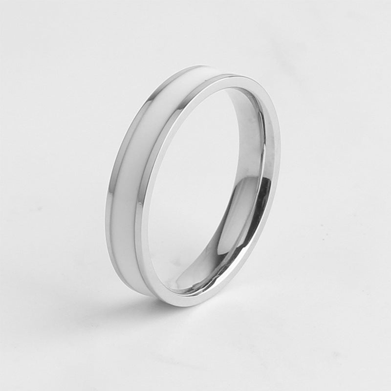 Fashion Personality Black White Epoxy Cold Wind Index Finger Female Ring