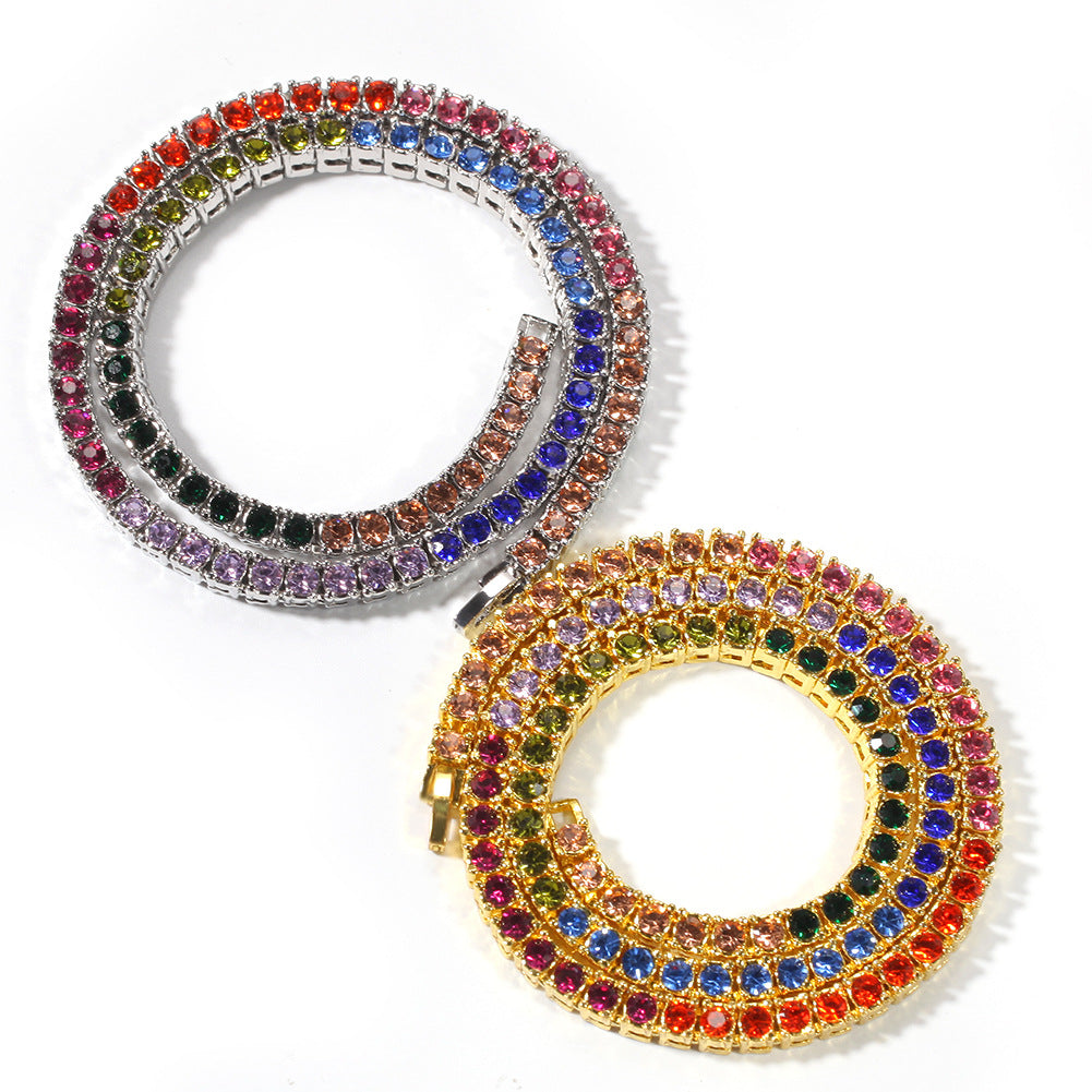 Colorful Crystals Row Of Hipster Exaggerated Necklace