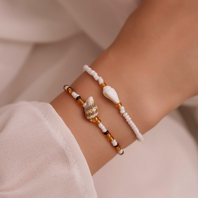 Hand-woven Colorful Beads Stringed Shell Conch Summer Bracelet