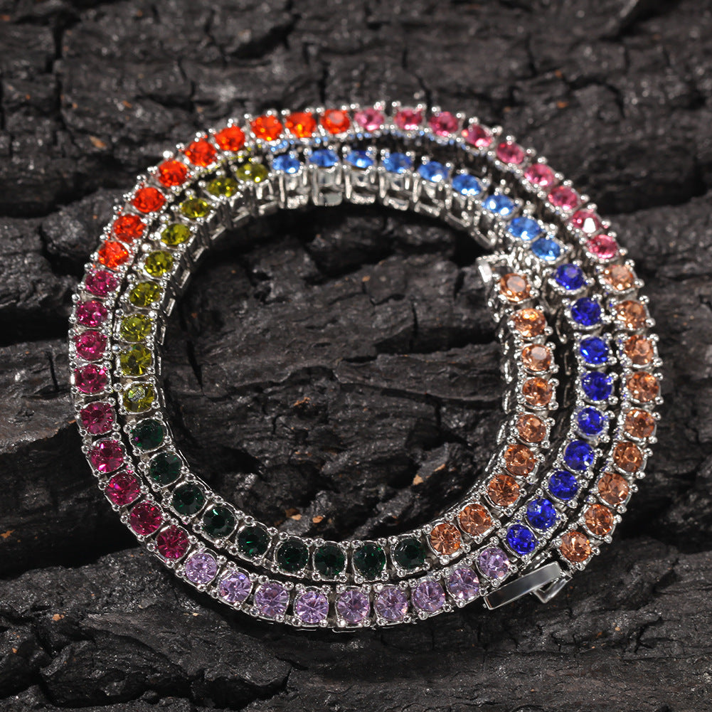 Colorful Crystals Row Of Hipster Exaggerated Necklace
