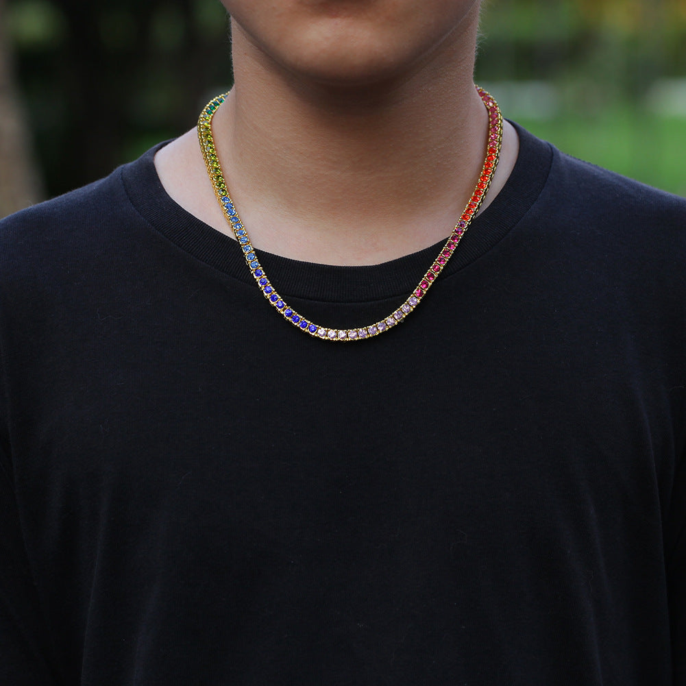 Colorful Crystals Row Of Hipster Exaggerated Necklace