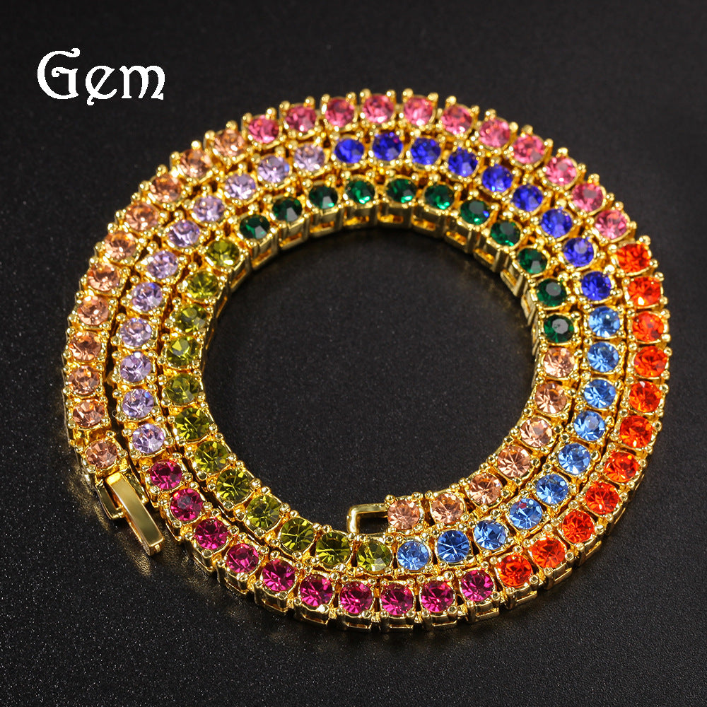 Colorful Crystals Row Of Hipster Exaggerated Necklace