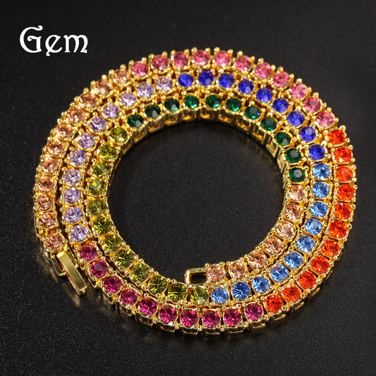 Colorful Crystals Row Of Hipster Exaggerated Necklace