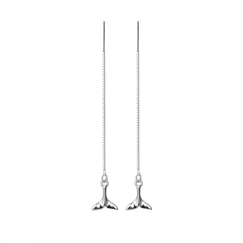 Sterling Sier Long Elegant Fishtail Korean Style Ear Line