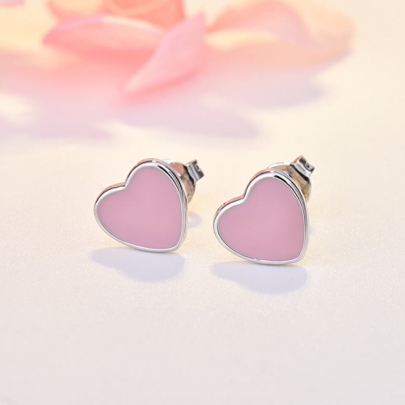 Women's Sier For Fashion Heart-shaped Red Dripping Enamel Rings
