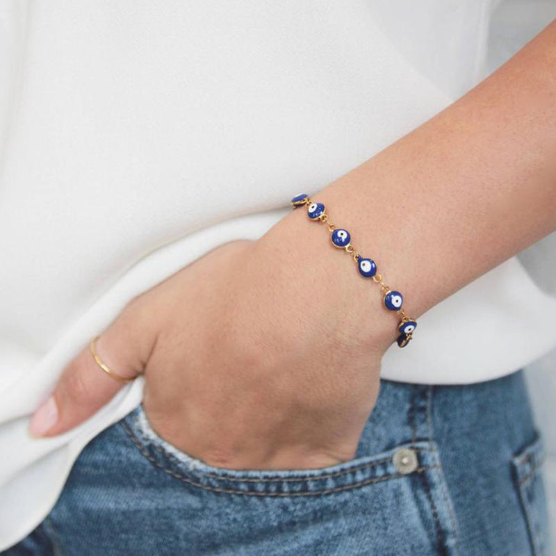 Alloy Turkey Dripping Oil Blue Eye Bracelet