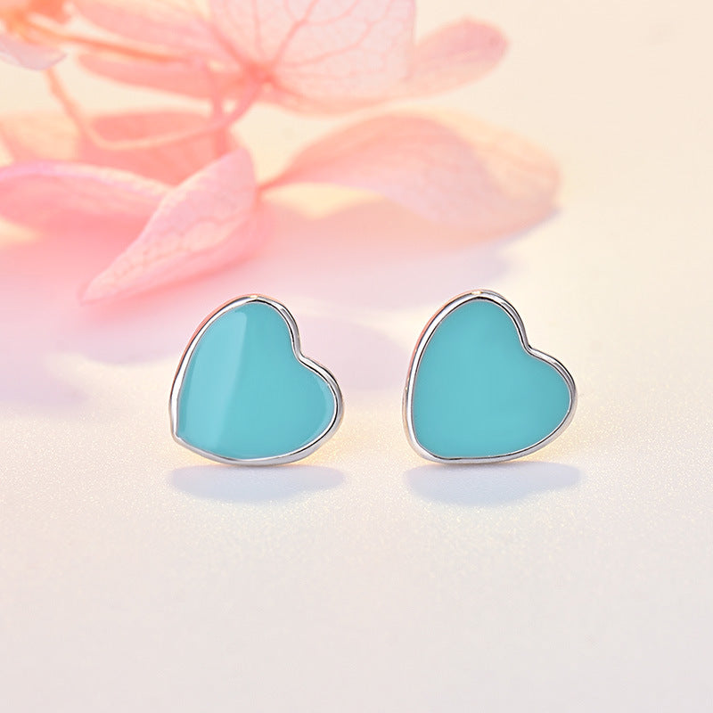 Women's Sier For Fashion Heart-shaped Red Dripping Enamel Rings