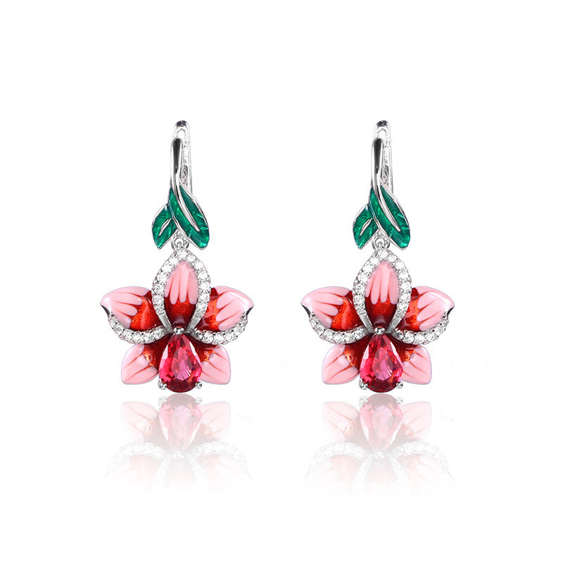 Creative Enamel Butterfly Epoxy Dyed Color Earrings