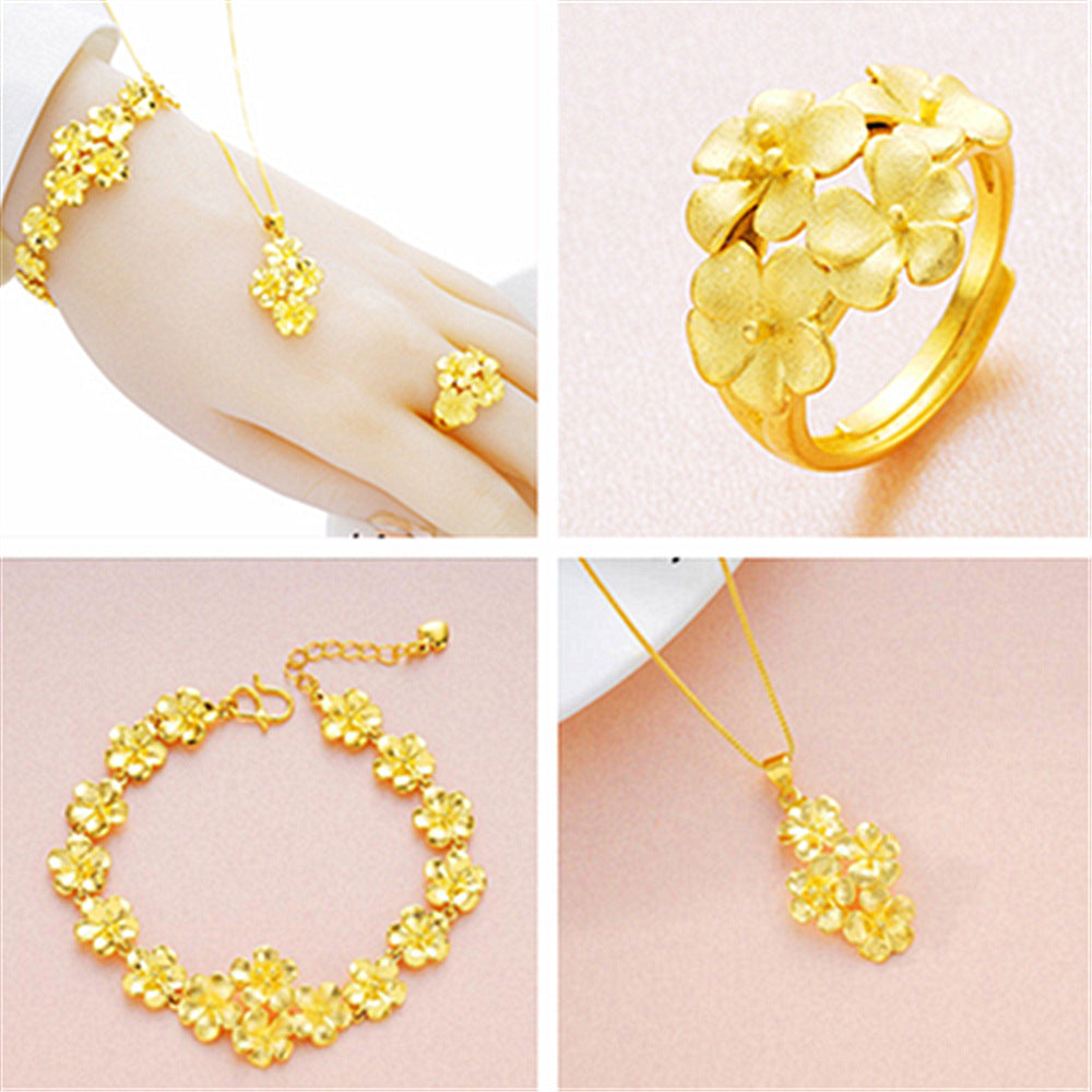 Women's Vietnam Gold-plated Plum Brass Flowers Suit Bracelets