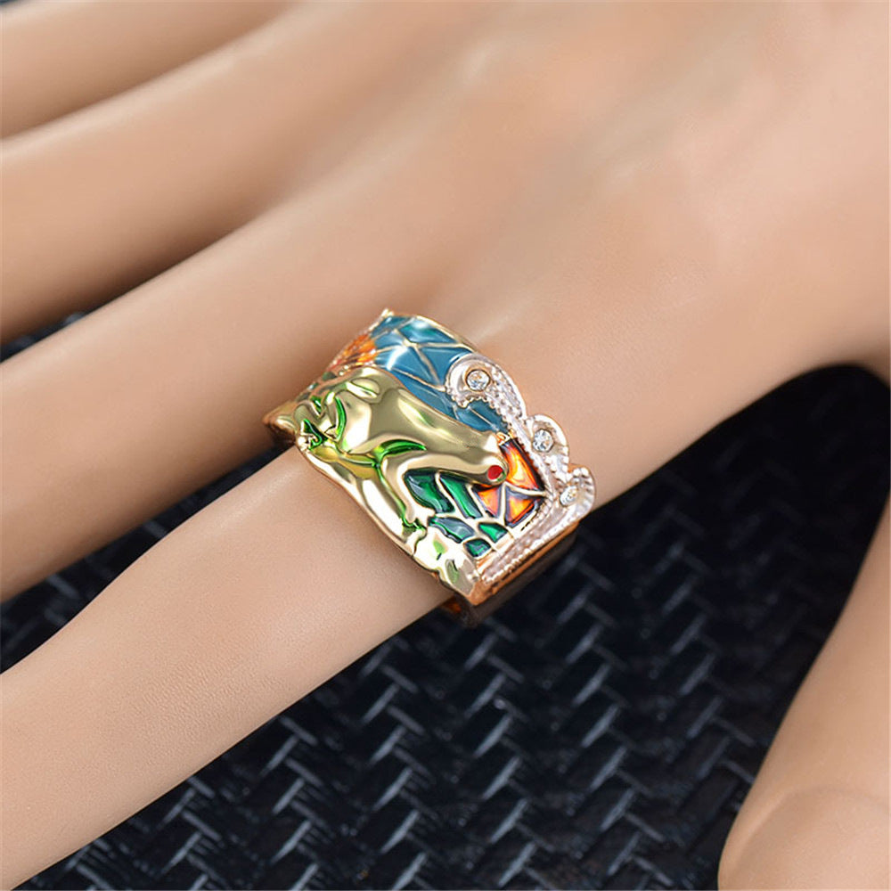 Women's Epoxy Fashion Retro Color Matching Lucky Rings