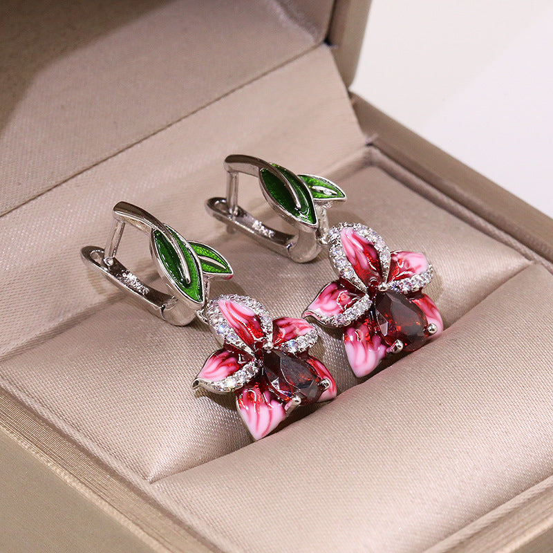 Creative Enamel Butterfly Epoxy Dyed Color Earrings