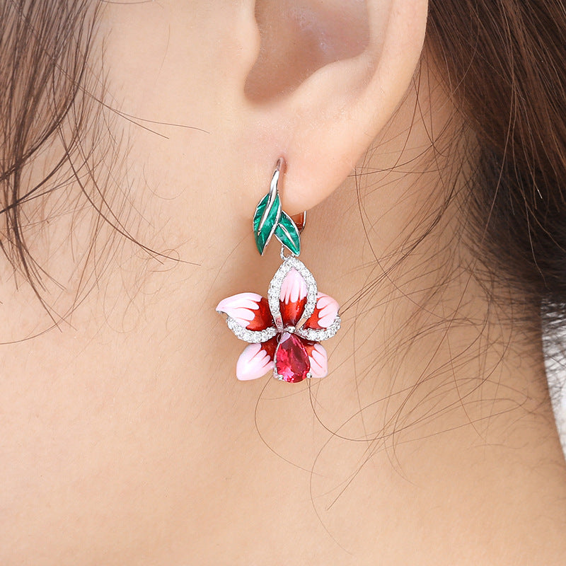 Creative Enamel Butterfly Epoxy Dyed Color Earrings