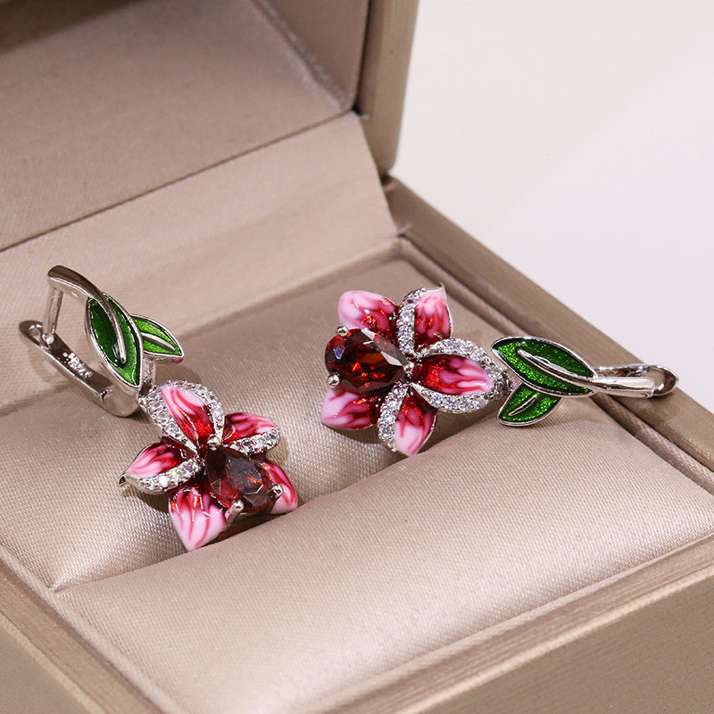Creative Enamel Butterfly Epoxy Dyed Color Earrings