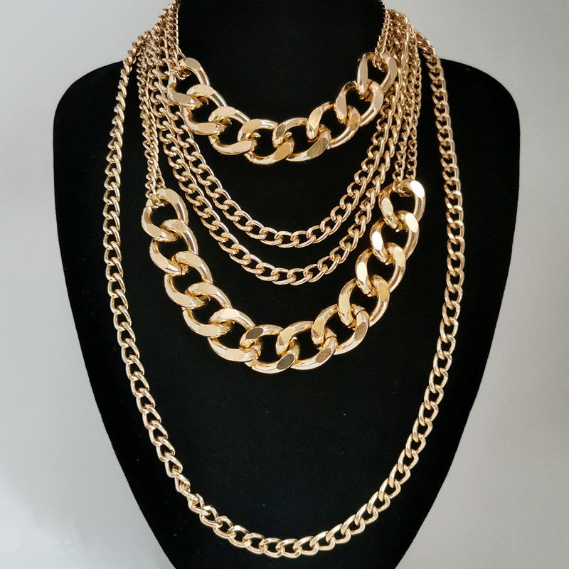 Women's Simple Punk Hip Hop Mix Match Necklaces