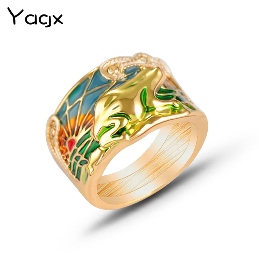 Women's Epoxy Fashion Retro Color Matching Lucky Rings