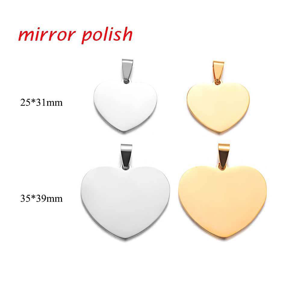 Mirror Finishing Polish Light Plate Heart Love Titanium Ornament Pendants