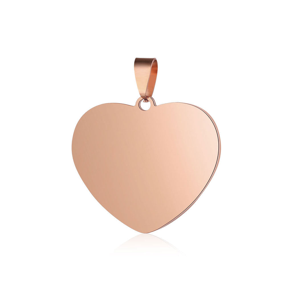 Mirror Finishing Polish Light Plate Heart Love Titanium Ornament Pendants