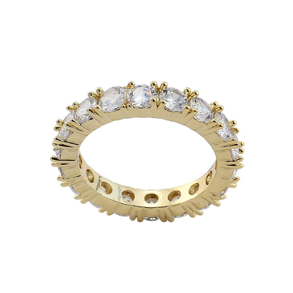 Men's Hip Hop Claw Inlaid Zircon Gold Ring