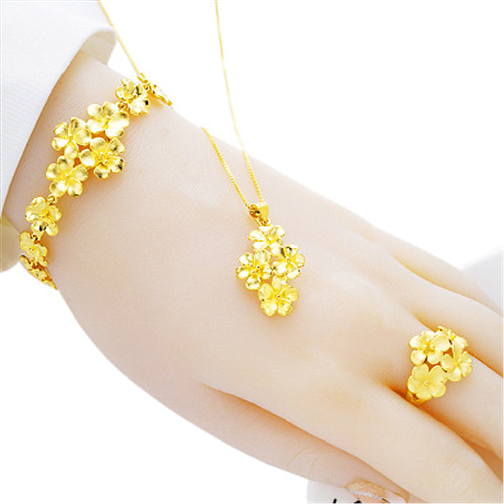 Women's Vietnam Gold-plated Plum Brass Flowers Suit Bracelets