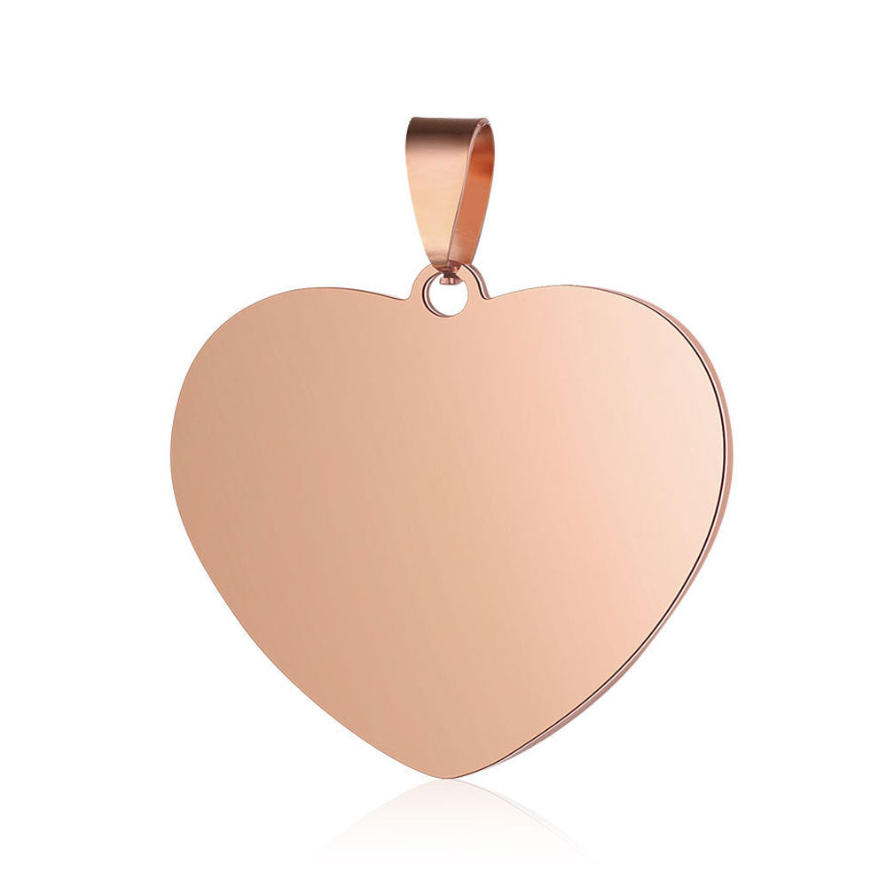 Mirror Finishing Polish Light Plate Heart Love Titanium Ornament Pendants