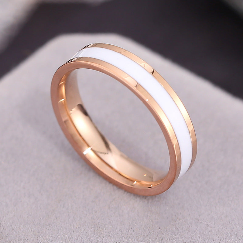 Style Titanium Steel Epoxy Female Couple Stainless Rings