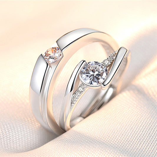 Jewelry Open Couple Female Korean Style Zircon Six Claw Rings