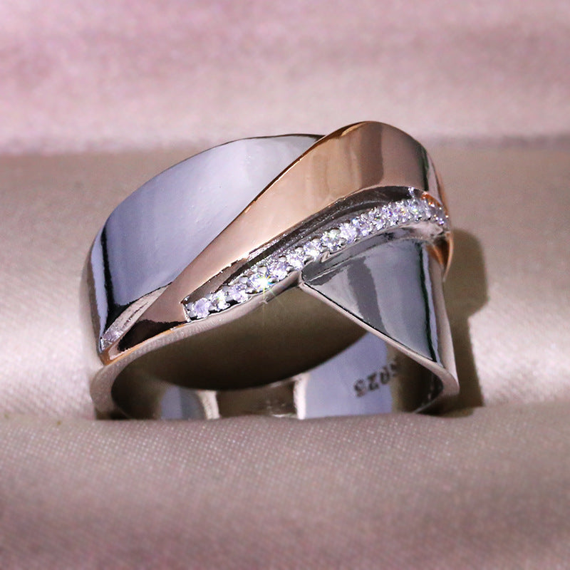 Square Zircon Simple Electroplated Rose Gold Rings