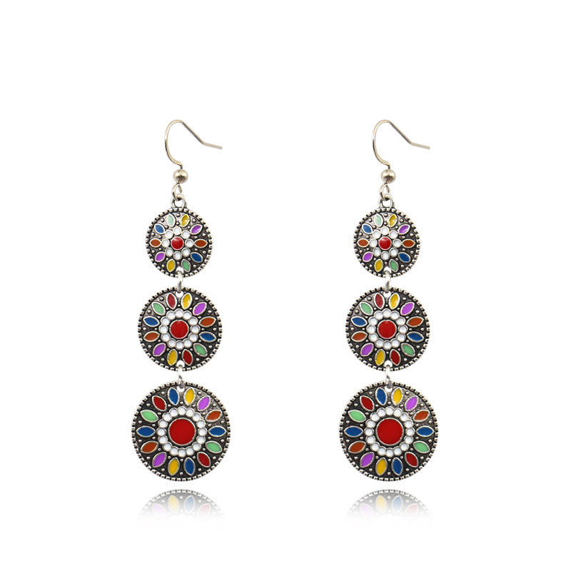 Women's Fashion Cloisonne Vintage Metal Alloy Ethnic Earrings