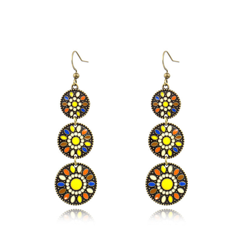 Women's Fashion Cloisonne Vintage Metal Alloy Ethnic Earrings