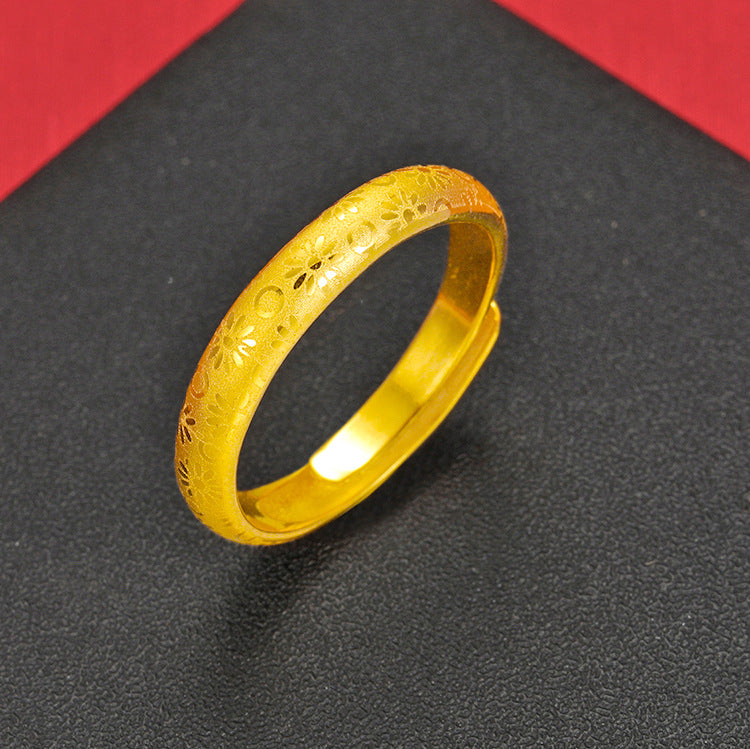 Women's Great Wall Pattern Vietnam Placer Gold Ring