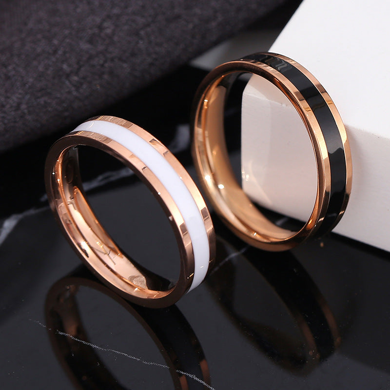 Style Titanium Steel Epoxy Female Couple Stainless Rings