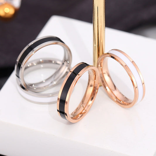 Style Titanium Steel Epoxy Female Couple Stainless Rings