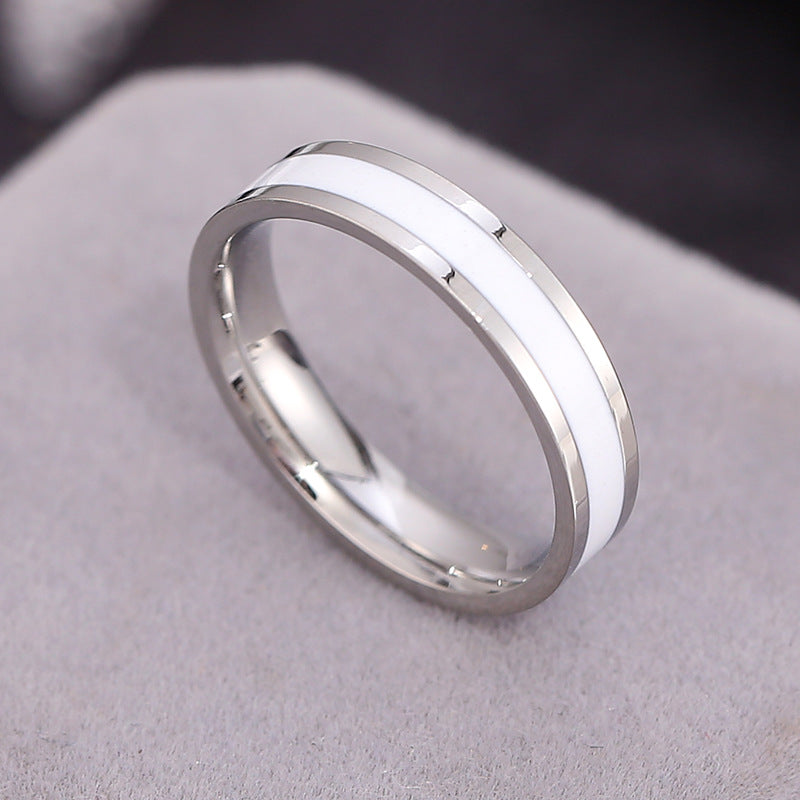 Style Titanium Steel Epoxy Female Couple Stainless Rings