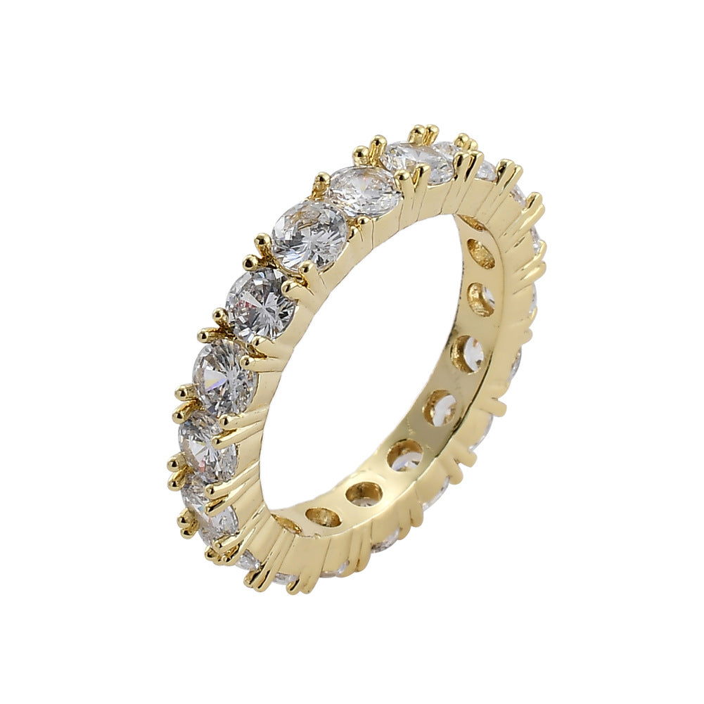 Men's Hip Hop Claw Inlaid Zircon Gold Ring