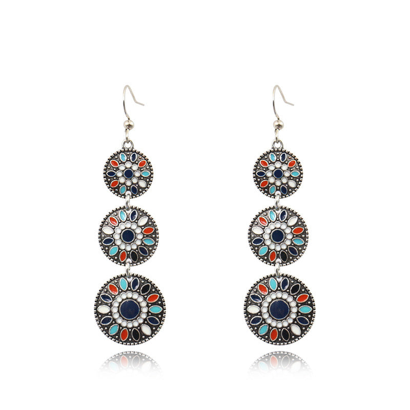 Women's Fashion Cloisonne Vintage Metal Alloy Ethnic Earrings