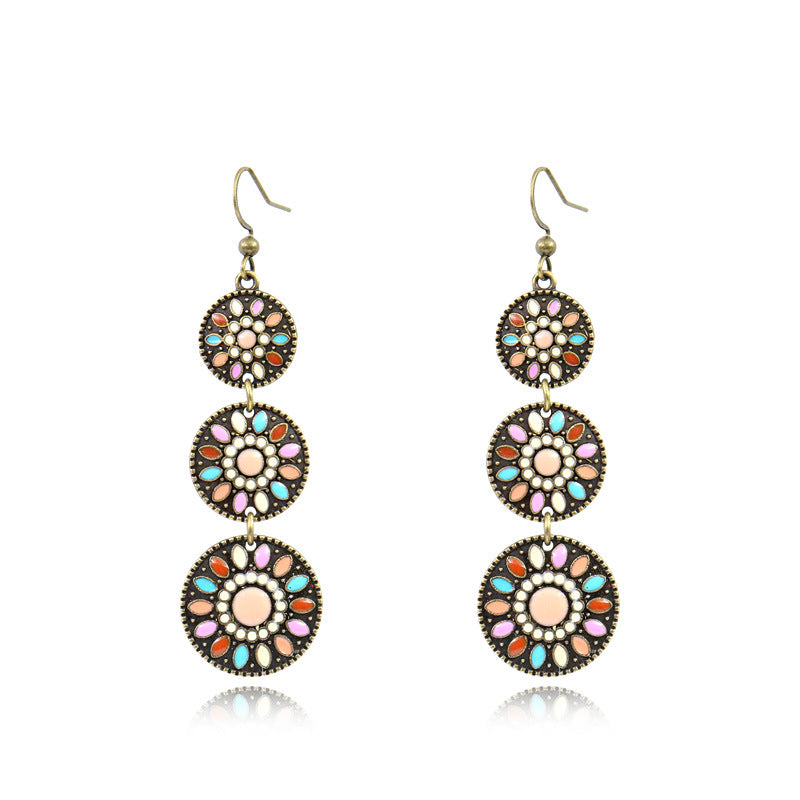 Women's Fashion Cloisonne Vintage Metal Alloy Ethnic Earrings