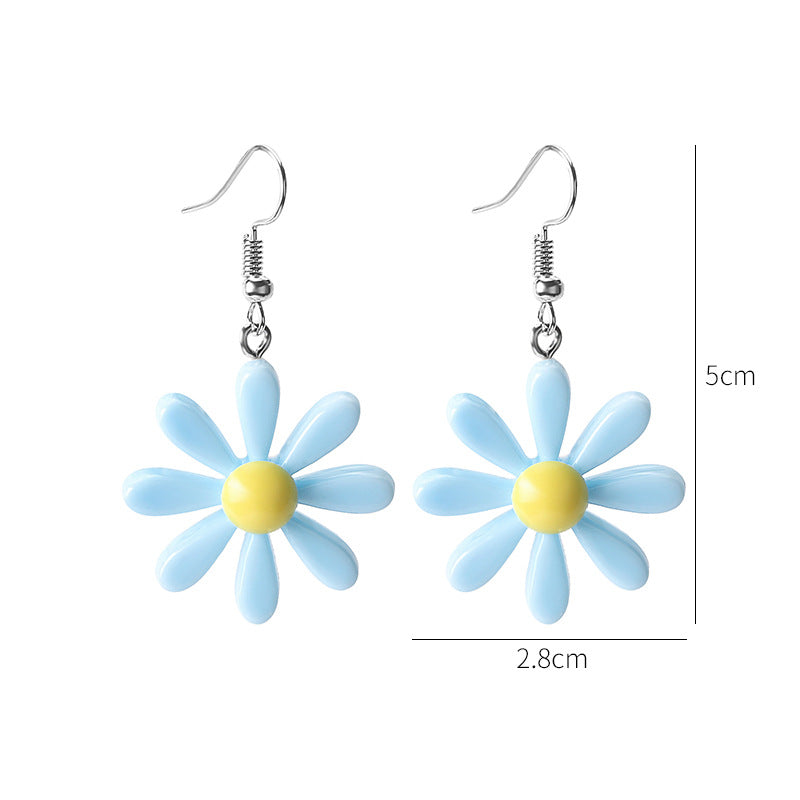 Color Daisy Resin Flower Contrast Sun Stud Earrings