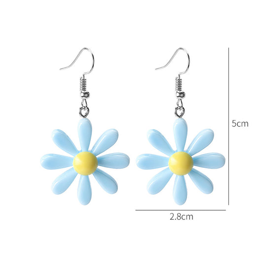 Color Daisy Resin Flower Contrast Sun Stud Earrings
