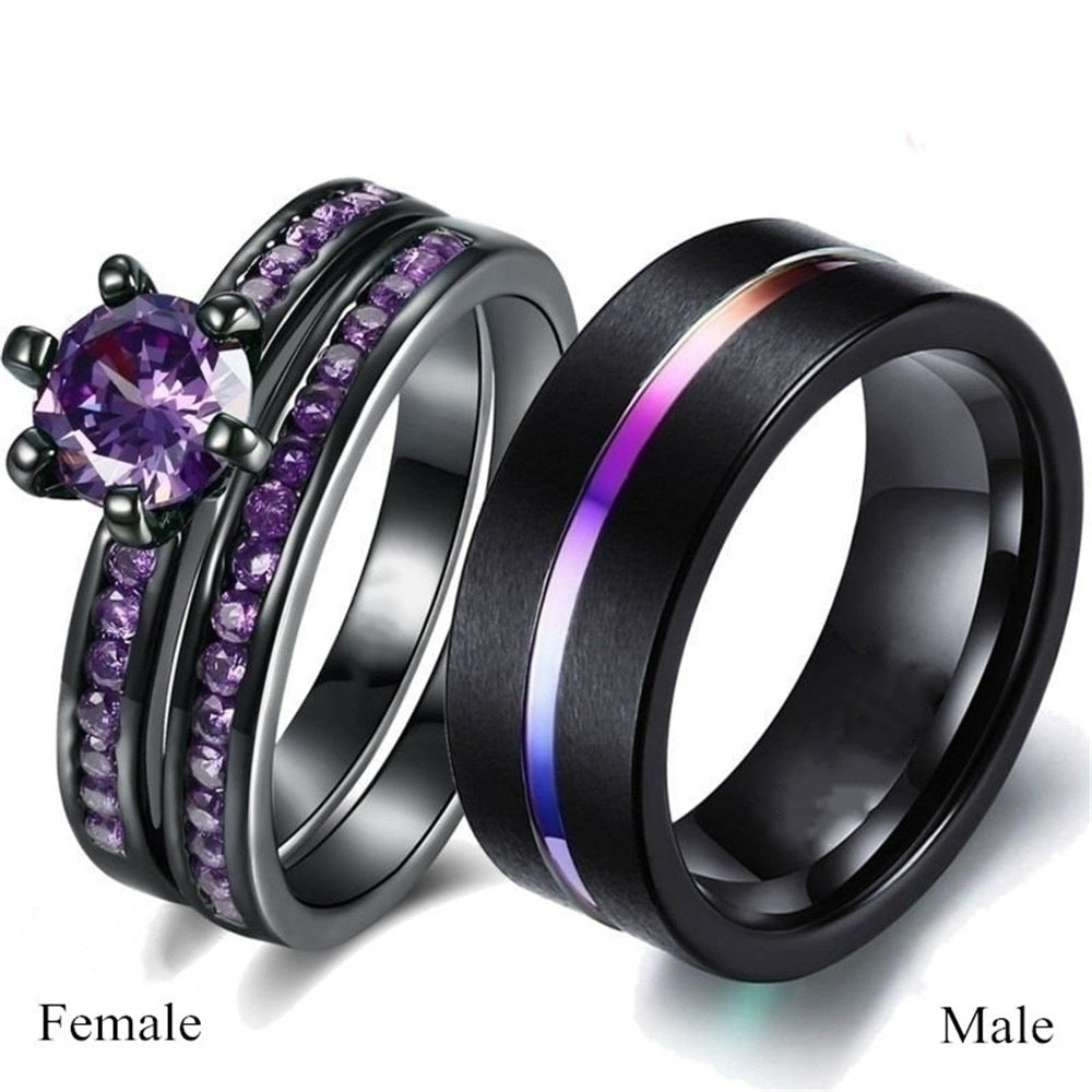Women's Couple Combination Round Diamond Fashion Ring