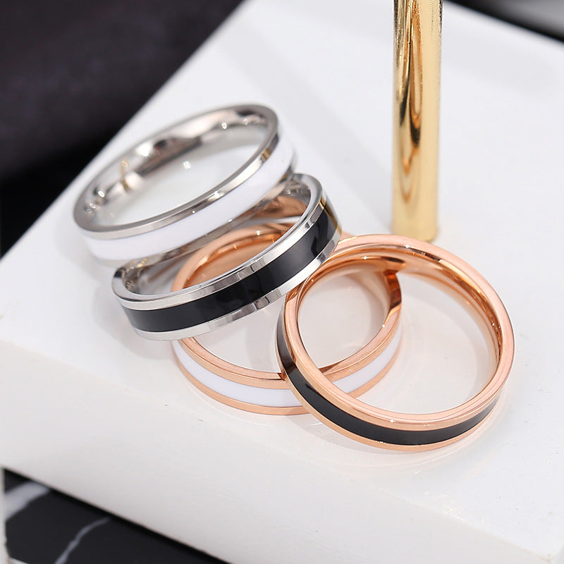 Style Titanium Steel Epoxy Female Couple Stainless Rings