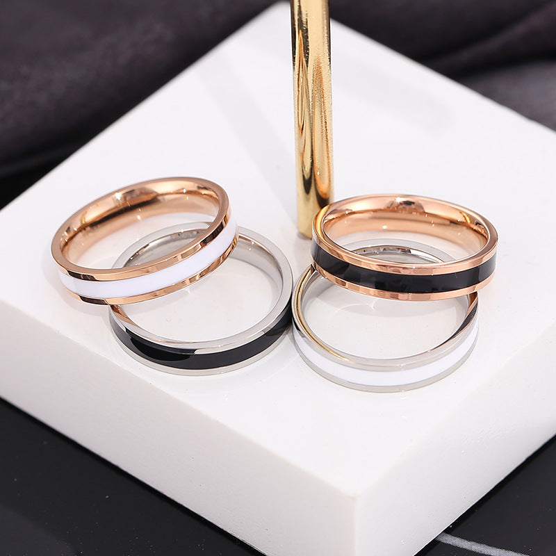 Style Titanium Steel Epoxy Female Couple Stainless Rings