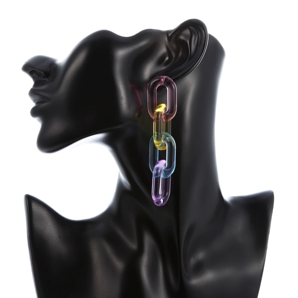 Transparent Jelly Connecting Shackle Trend Atmosphere Fashion Earrings