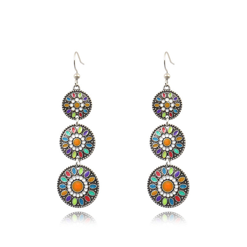 Women's Fashion Cloisonne Vintage Metal Alloy Ethnic Earrings