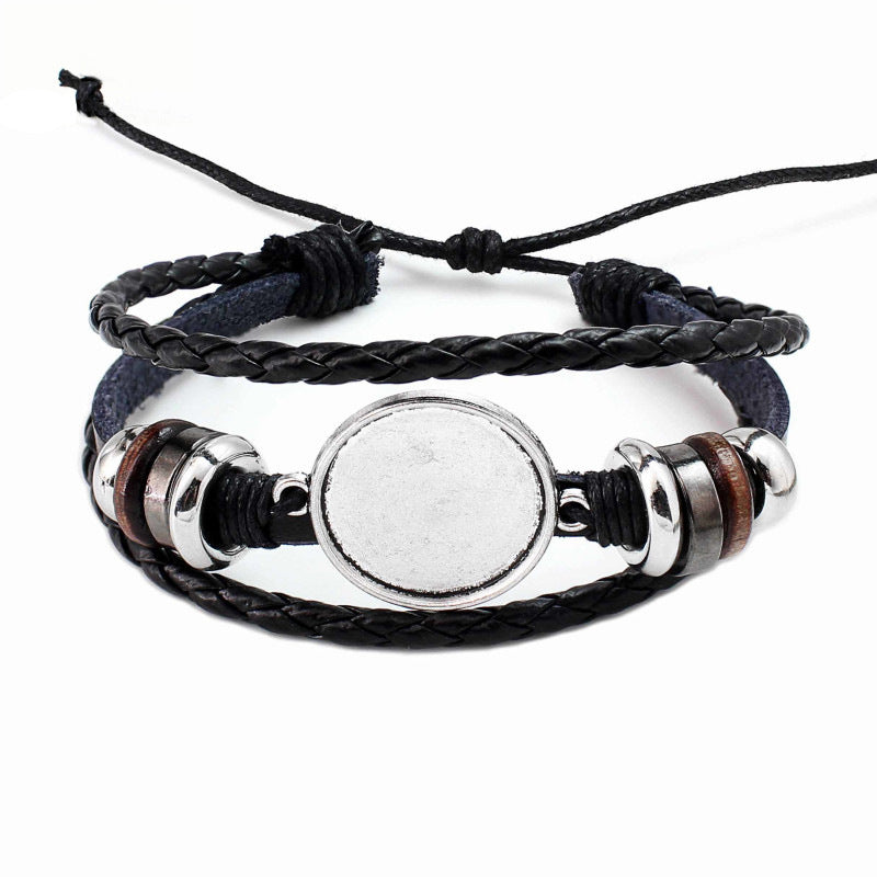Women's & Men's Alloy Beads Handmade Woven Leather String Bracelet